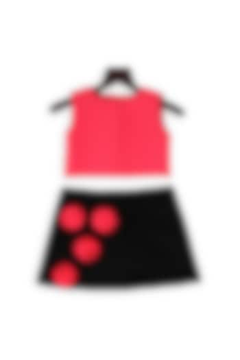 Black & Pink Skirt Set For Girls by Pink Cow