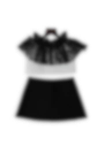 White & Black Skirt Set For Girls by Pink Cow