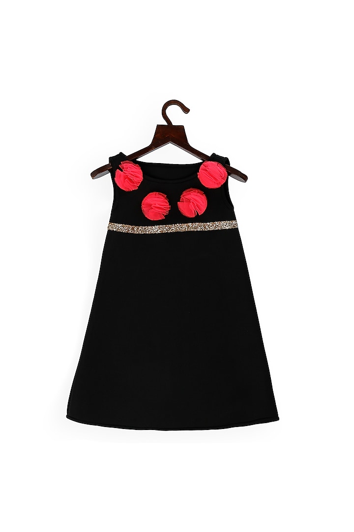 Black & Golden Dress For Girls by Pink Cow
