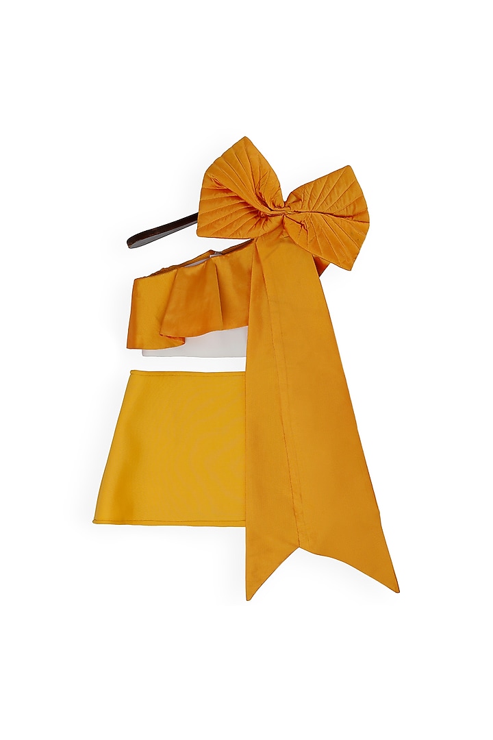 Yellow Taffeta Skirt Set For Girls by Pink Cow at Pernia's Pop Up Shop