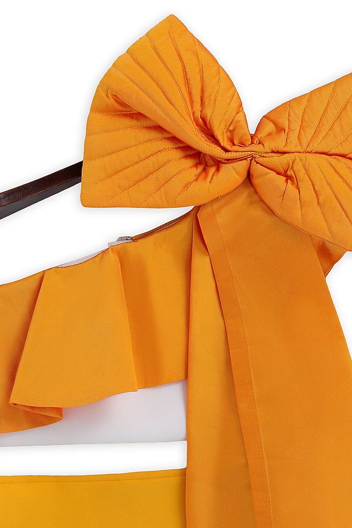 Yellow Taffeta Skirt Set For Girls by Pink Cow at Pernia's Pop Up Shop