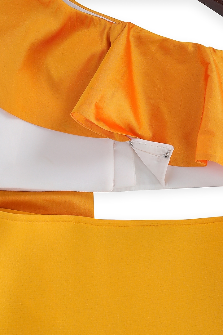 Yellow Taffeta Skirt Set For Girls by Pink Cow at Pernia's Pop Up Shop