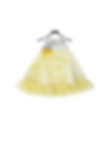Yellow Embellished Frock For Girls by Pink Cow