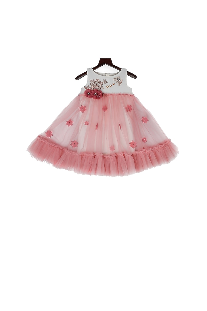 Pink Embellished Frock For Girls by Pink Cow