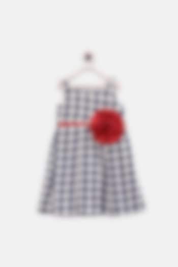 Blue & White Checkered Dress For Girls by Pink Cow