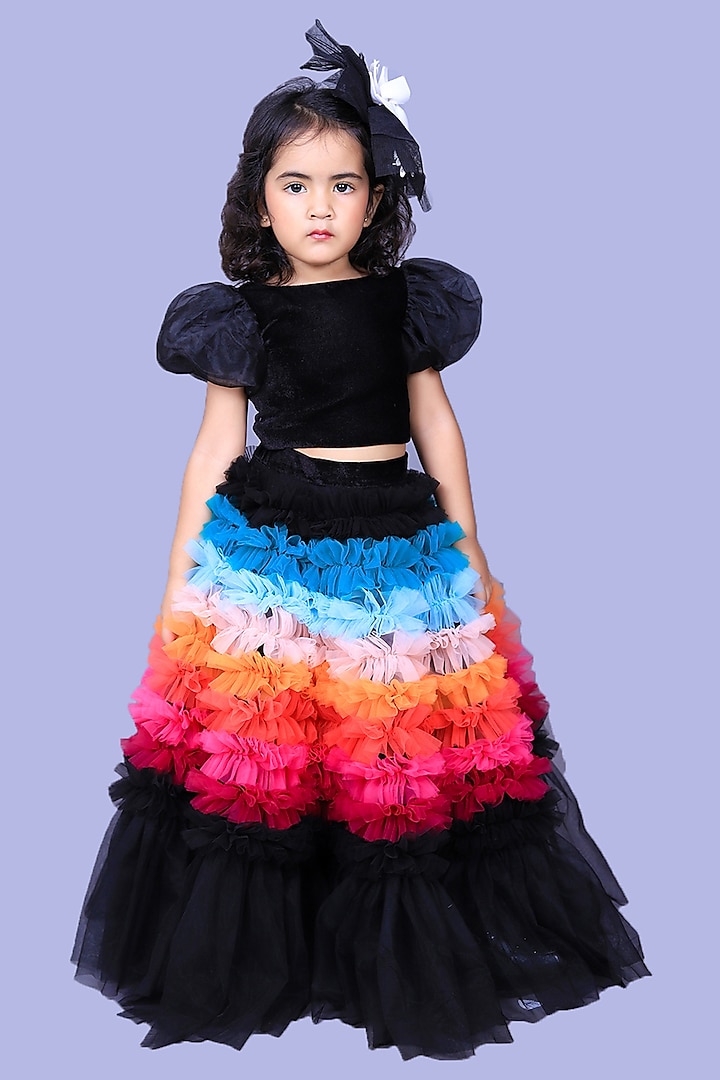 Multi-Coloured Cotton Lehenga Set For Girls by Pink Cow