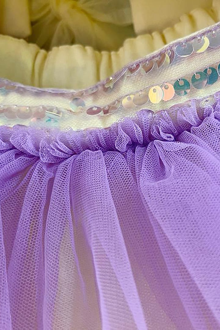 Yellow Velvet Lehenga Set For Girls by Pink Cow at Pernia's Pop Up Shop