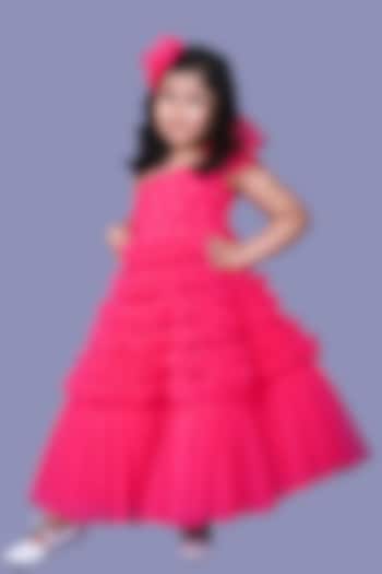 Pink Net Gown For Girls by Pink Cow
