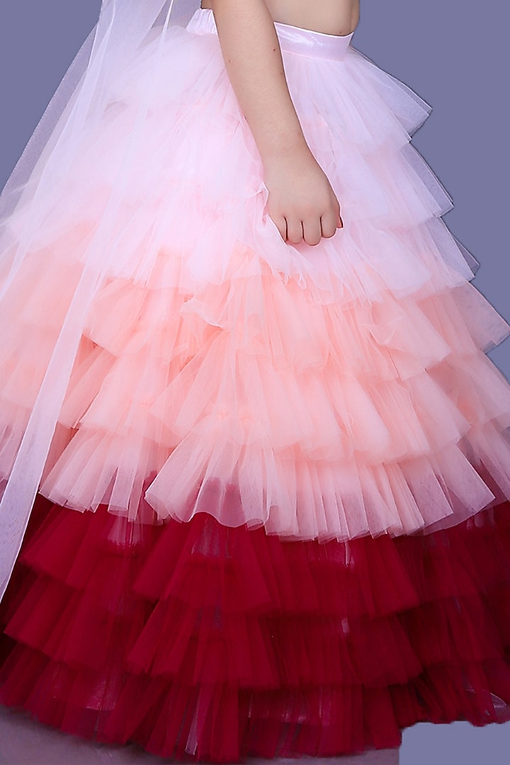 Muti-Coloured Velvet Lehenga Set For Girls by Pink Cow at Pernia's Pop Up Shop