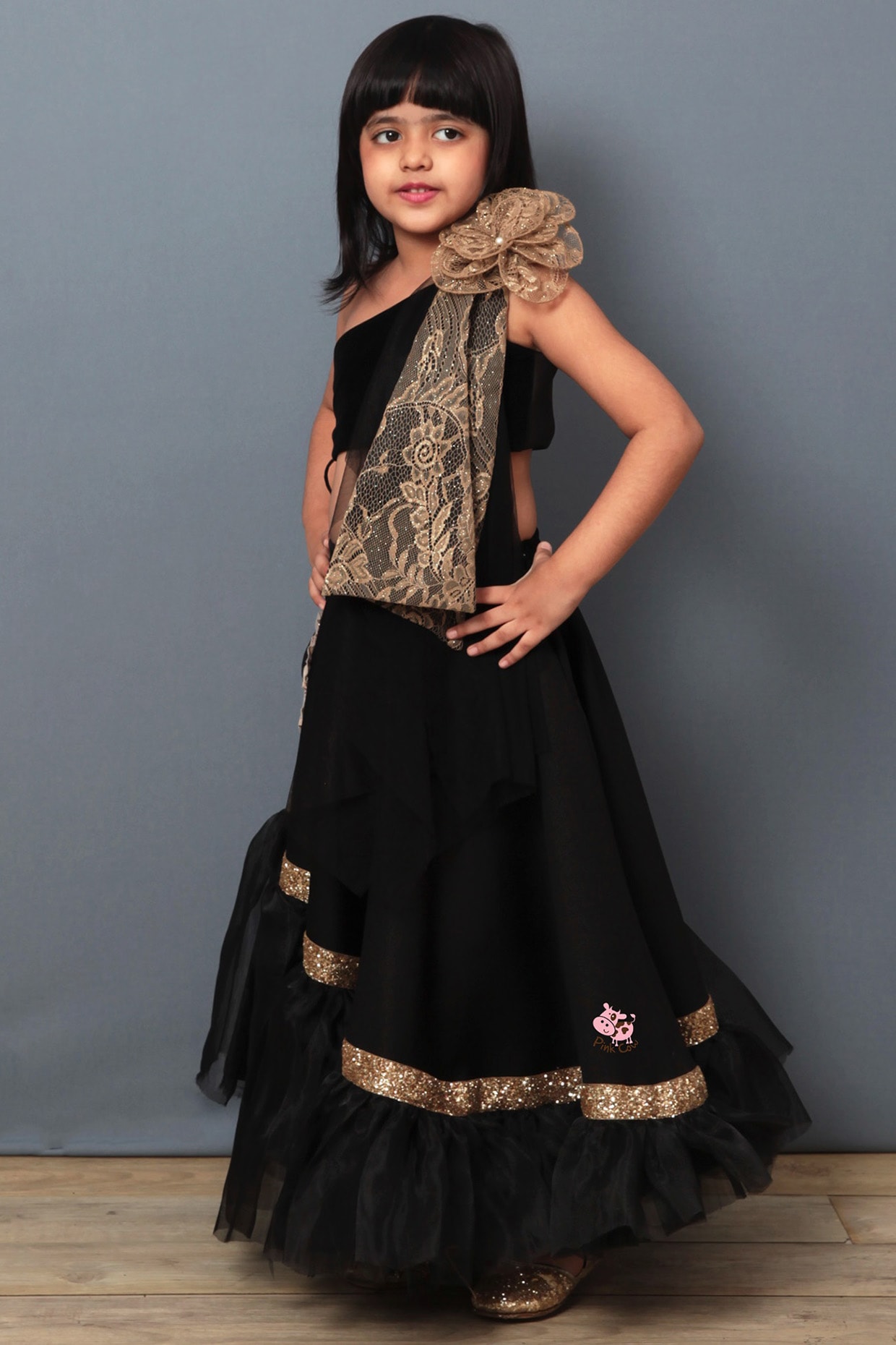 Buy The Fashion Prime Girl's Velvet Semi-Stitched girl's Designer Lehenga  Choli for Wedding Parties 3-14 Year Girls MallikaDesign at Amazon.in