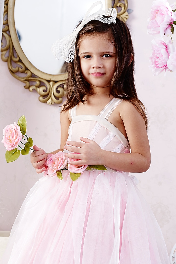 Pink Floral Embelished Gown For Girls by Pink Cow at Pernia's Pop Up Shop