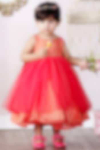 Red Layered Gown For Girls by Pink Cow