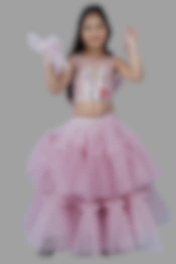 Old Rose Tulle & Satin Skirt Set For Girls by Pink Cow at Pernia's Pop Up Shop