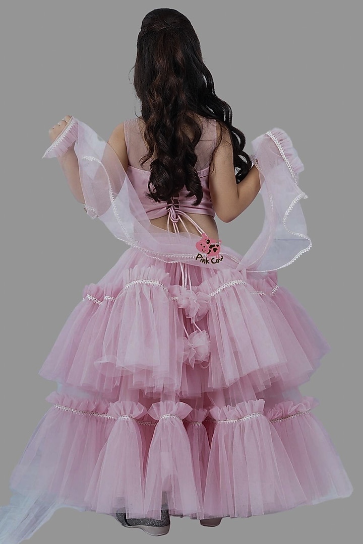 Old Rose Tulle & Satin Skirt Set For Girls by Pink Cow at Pernia's Pop Up Shop