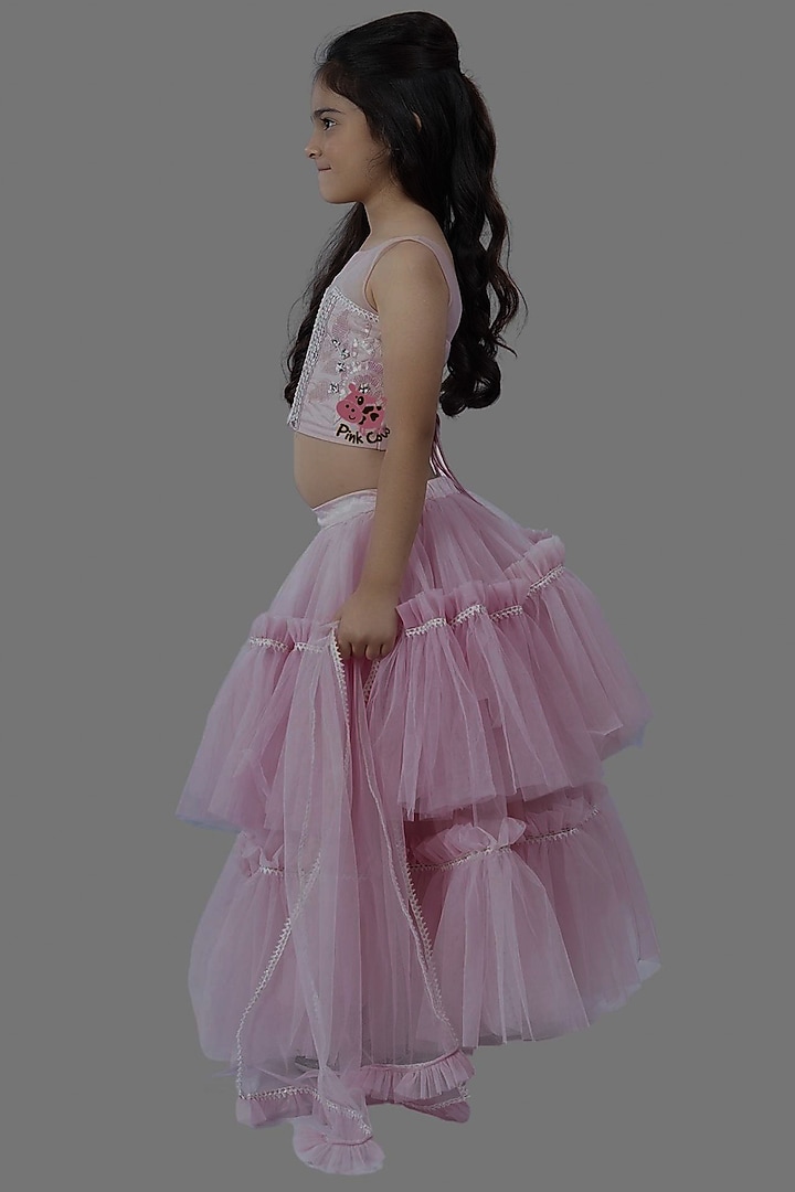 Old Rose Tulle & Satin Skirt Set For Girls by Pink Cow at Pernia's Pop Up Shop