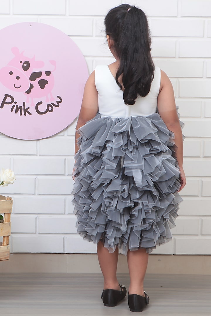 Black & White Net Ruffled Dress For Girls by Pink Cow at Pernia's Pop Up Shop
