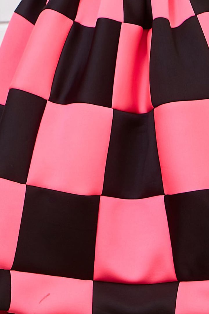 Black & Pink Neoprene Off-Shoulder Gown For Girls by Pink Cow at Pernia's Pop Up Shop