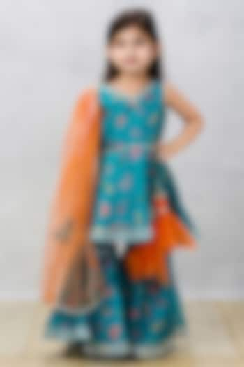 Green Cotton Sharara Set For Girls by Pink Cow at Pernia's Pop Up Shop