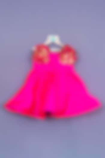 Pink Taffeta Flared Dress For Girls by Pink Cow at Pernia's Pop Up Shop