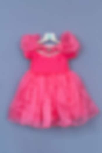 Pink Organza Embellished Dress For Girls by Pink Cow