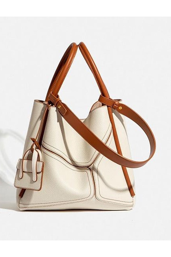 White Vegan Leather Handbag by Pine & Drew