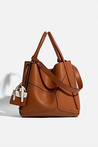 Brown Vegan Leather Tote Bag by Pine & Drew