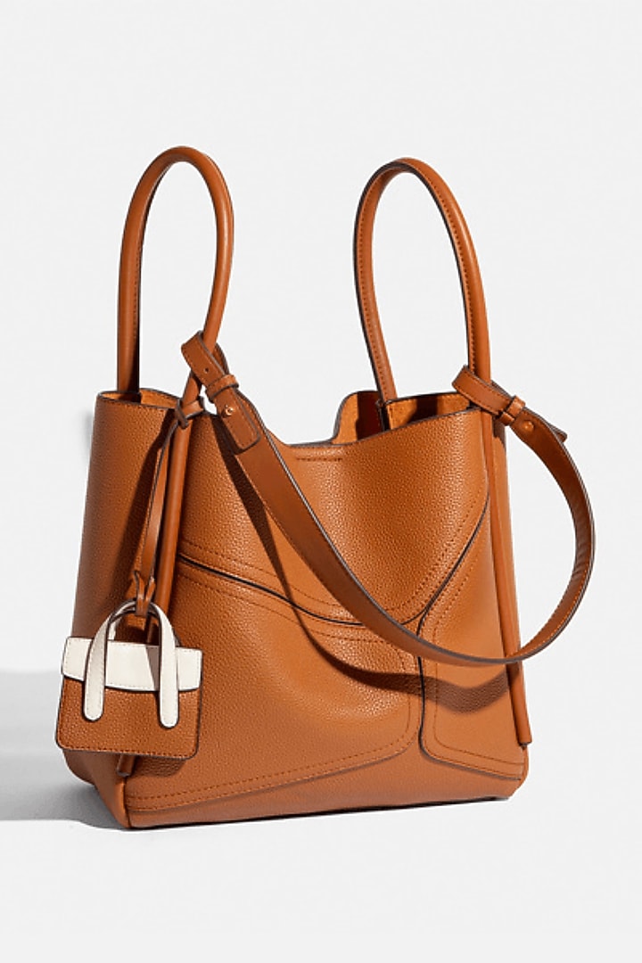 Brown Vegan Leather Tote Bag by Pine & Drew at Pernia's Pop Up Shop