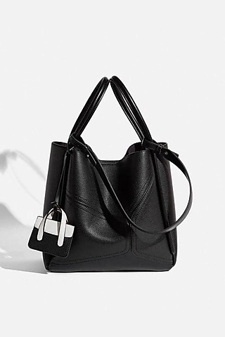 Black Vegan Leather Tote Bag by Pine & Drew