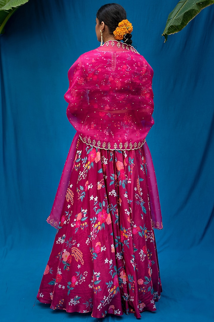 Burgundy Printed Wedding Lehenga Set by Pita Nila at Pernia's Pop Up Shop