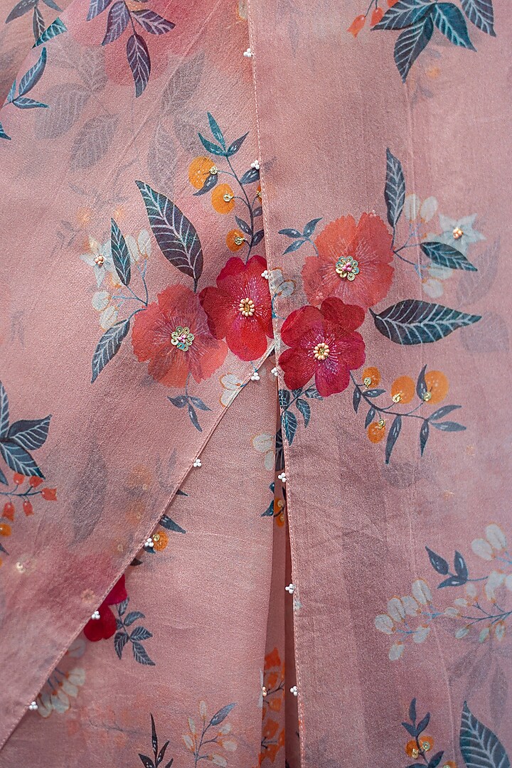 Coral Beige Hand Embroidered Wedding Saree Set by Pita Nila at Pernia's Pop Up Shop
