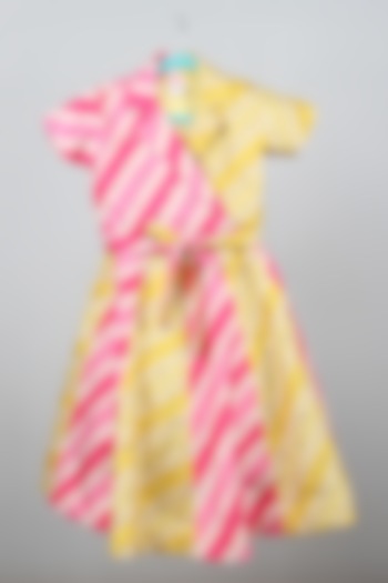 Pink Tussar Silk Printed & Embroidered Lehenga Set For Girls by Sky Is Pink at Pernia's Pop Up Shop