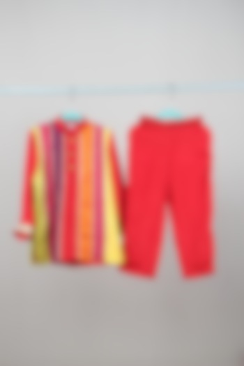 Multi-Colored Chiffon Kurta Set For Boys by Sky Is Pink at Pernia's Pop Up Shop