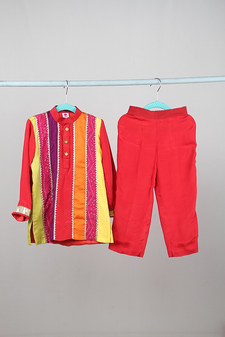 Multi-Colored Chiffon Kurta Set For Boys by Sky Is Pink at Pernia's Pop Up Shop