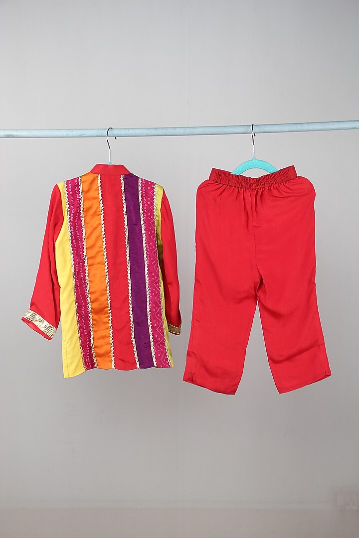 Multi-Colored Chiffon Kurta Set For Boys by Sky Is Pink at Pernia's Pop Up Shop