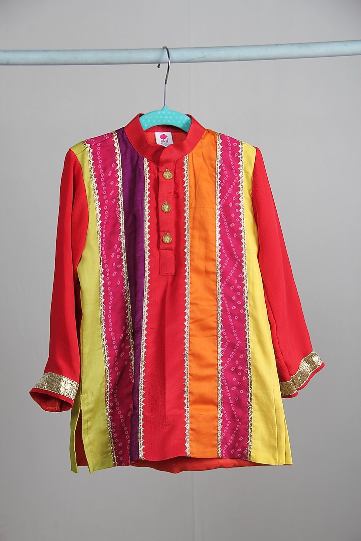Multi-Colored Chiffon Kurta Set For Boys by Sky Is Pink at Pernia's Pop Up Shop