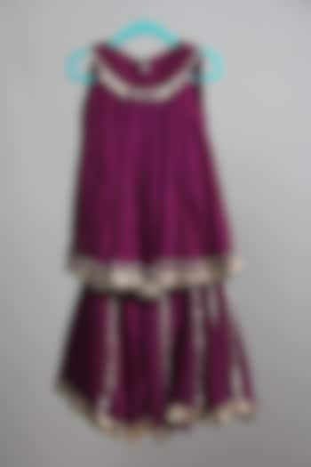 Purple Bamberg Silk Sharara Set For Girls by Sky Is Pink at Pernia's Pop Up Shop
