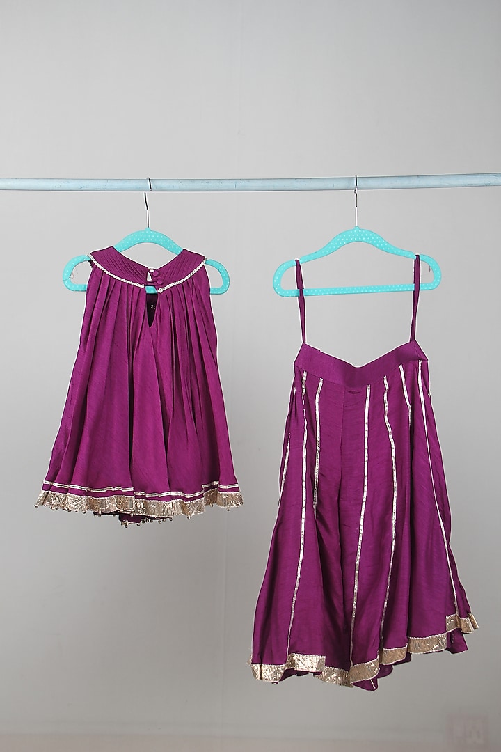 Purple Bamberg Silk Sharara Set For Girls by Sky Is Pink at Pernia's Pop Up Shop