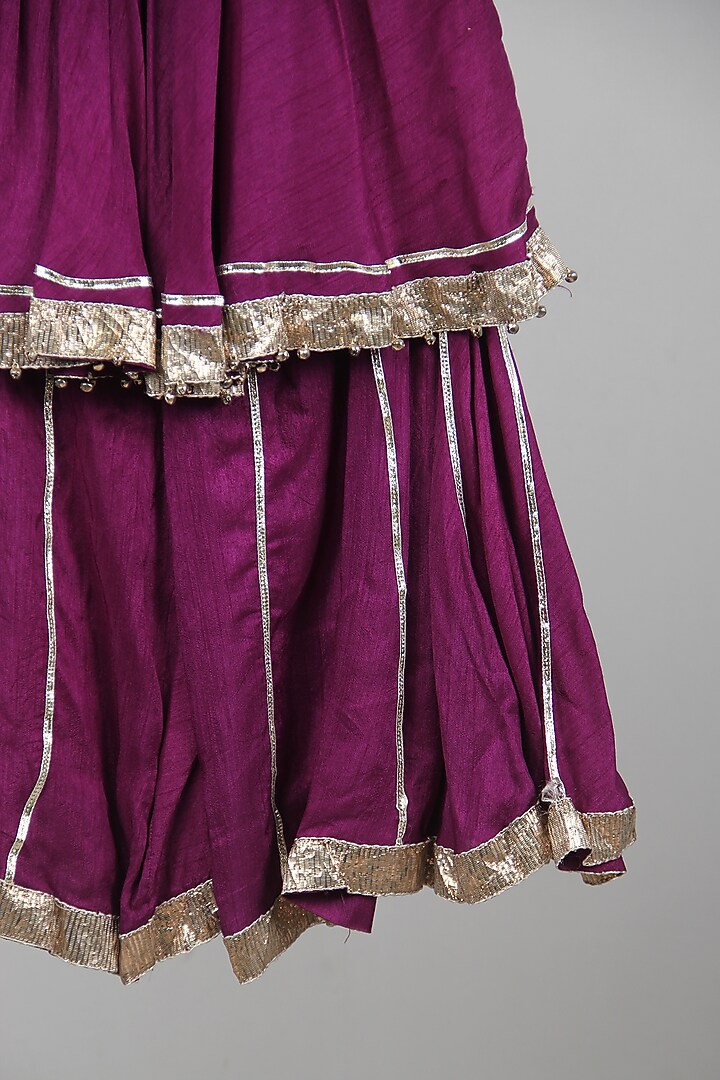 Purple Bamberg Silk Sharara Set For Girls by Sky Is Pink at Pernia's Pop Up Shop