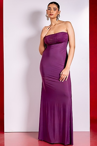 Purple Flat Chiffon Gown by PINUP BY ASTHA