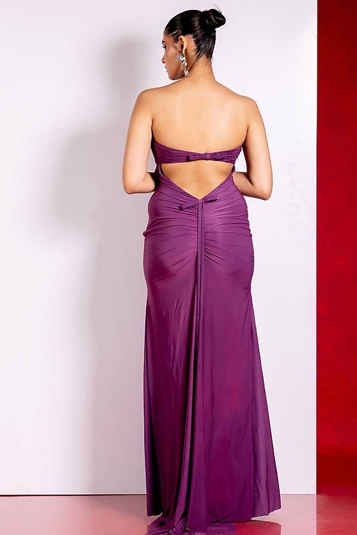 Purple Flat Chiffon Party Wear Gown by PINUP BY ASTHA at Pernia's Pop Up Shop