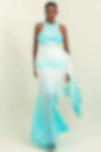 Ice Blue malai Lycra Party Wear Gown by PINUP BY ASTHA at Pernia's Pop Up Shop