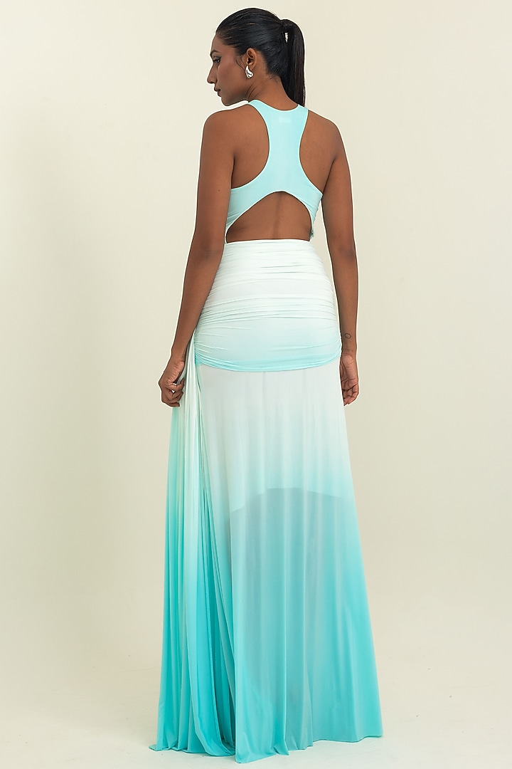 Ice Blue malai Lycra Party Wear Gown by PINUP BY ASTHA at Pernia's Pop Up Shop