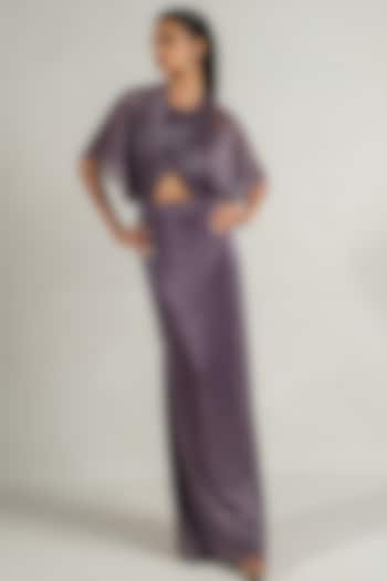 Metallic Purple Imported Shimmer Cape Gown by PINUP BY ASTHA at Pernia's Pop Up Shop