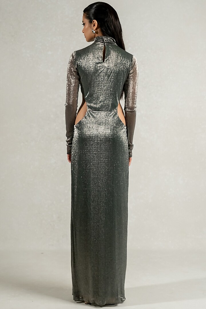 Metallic Green Imported Shimmer & Lycra Party Wear Gown by PINUP BY ASTHA at Pernia's Pop Up Shop