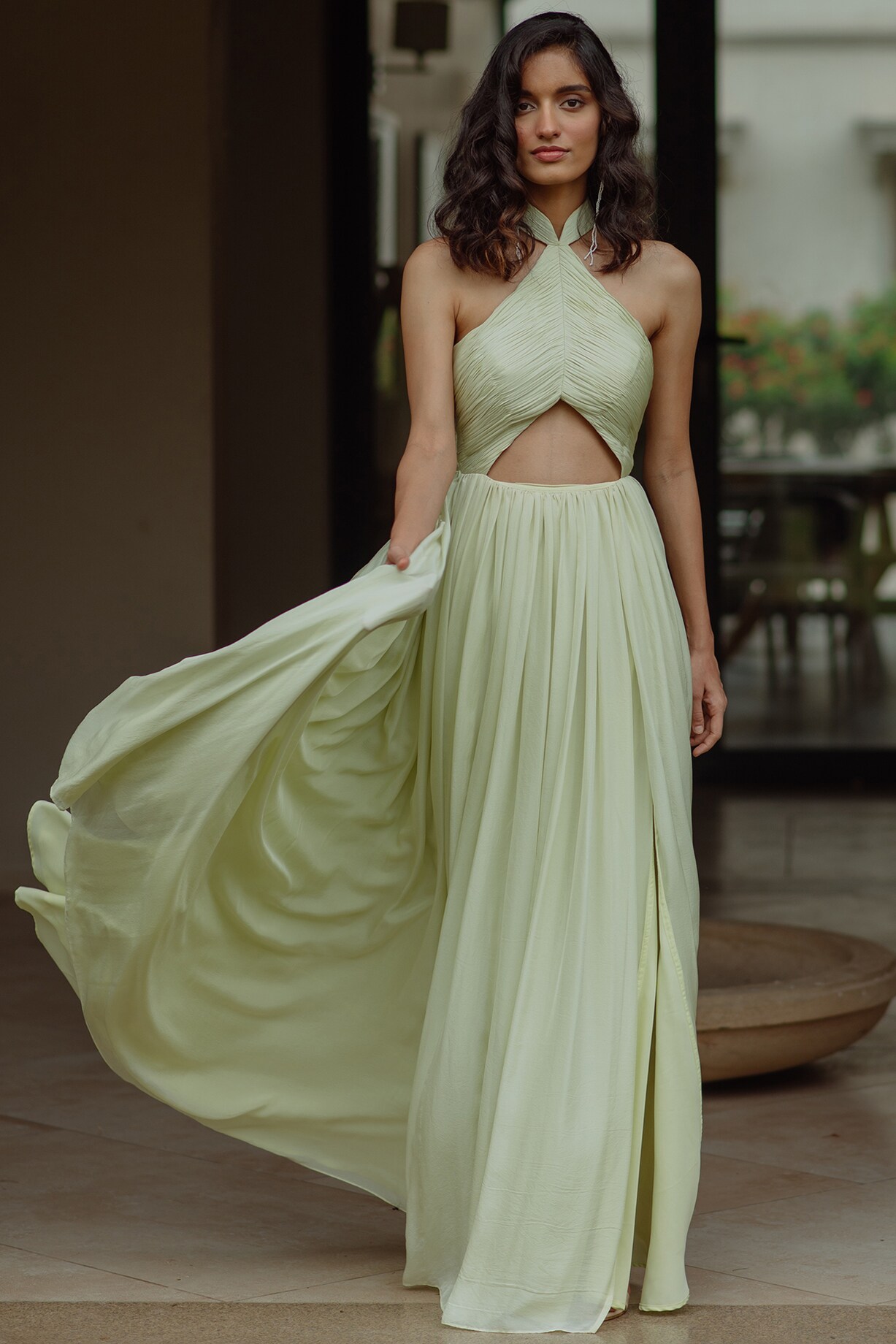 Pistachio Green Front Cut-Out Gown by PINUP BY ASTHA at Pernia's Pop Up  Shop 2026