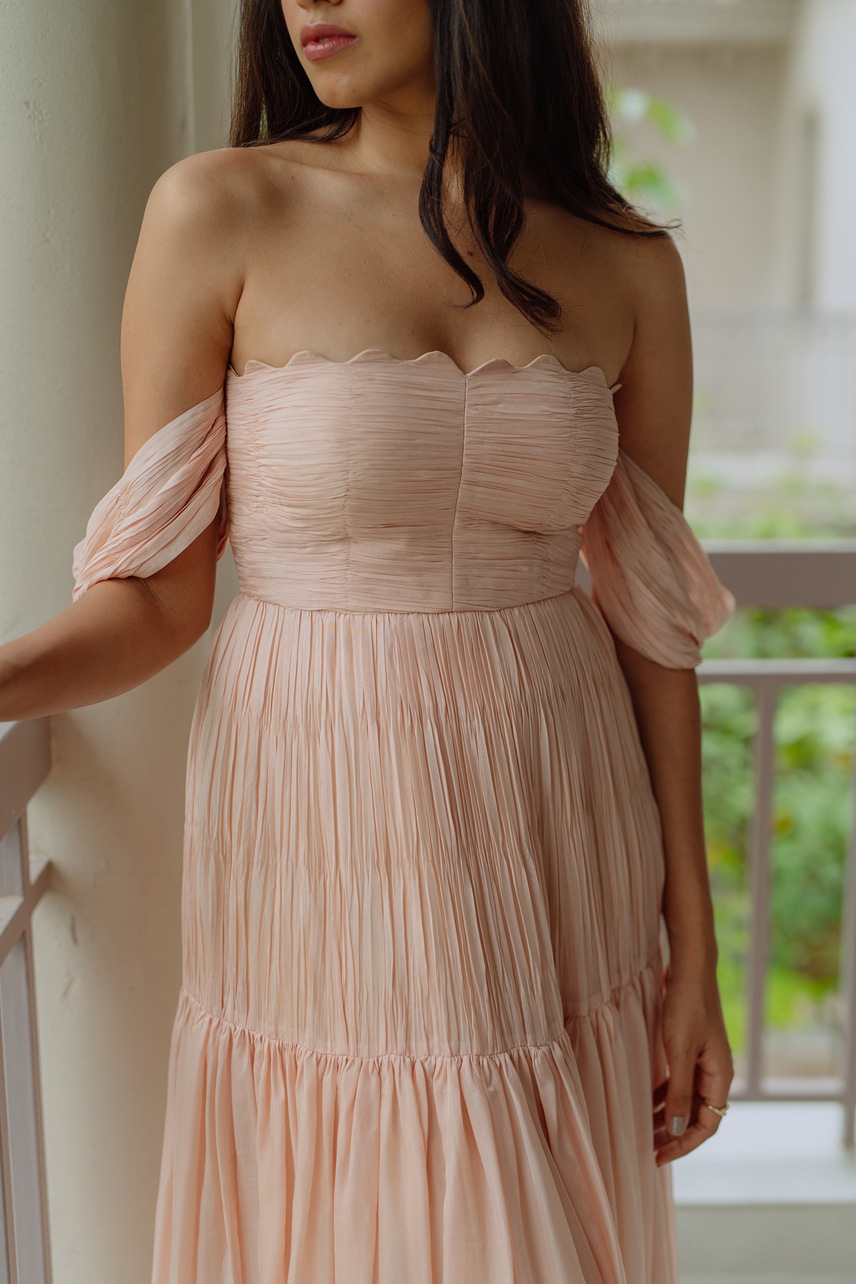 Shop the Linka Off-Shoulder Tie Back Dress Peach | Selfie Leslie