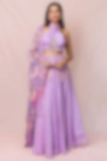 Lavender Hand Embroidered Lehenga Set by PINUP BY ASTHA