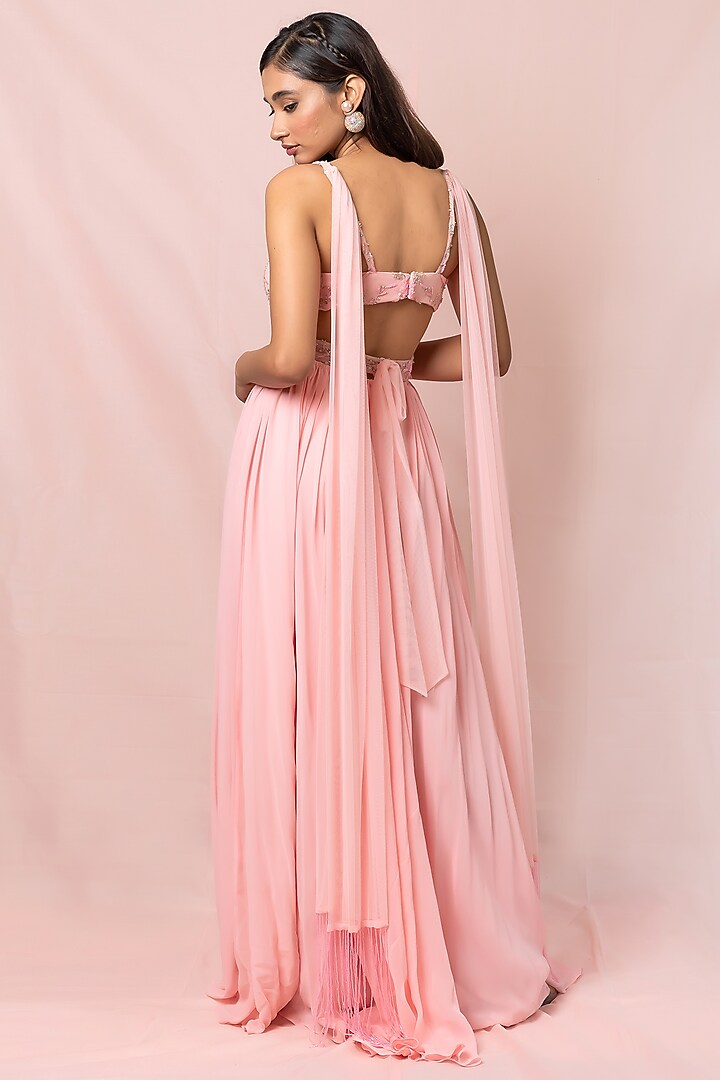 Soft Pink Hand Embroidered Engagement Gown by PINUP BY ASTHA at Pernia's Pop Up Shop