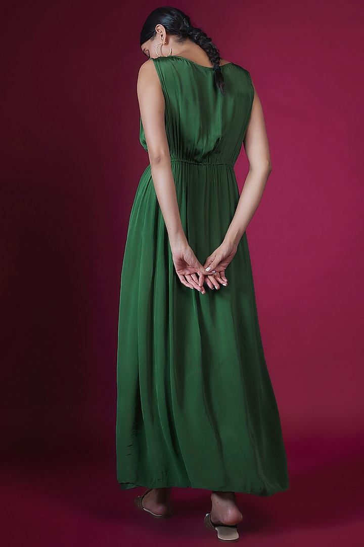 Green Churo Silk Thread Embroidered A-line Jacket Vacation Dress by PITARA BY SIPIKA CHAWLA at Pernia's Pop Up Shop