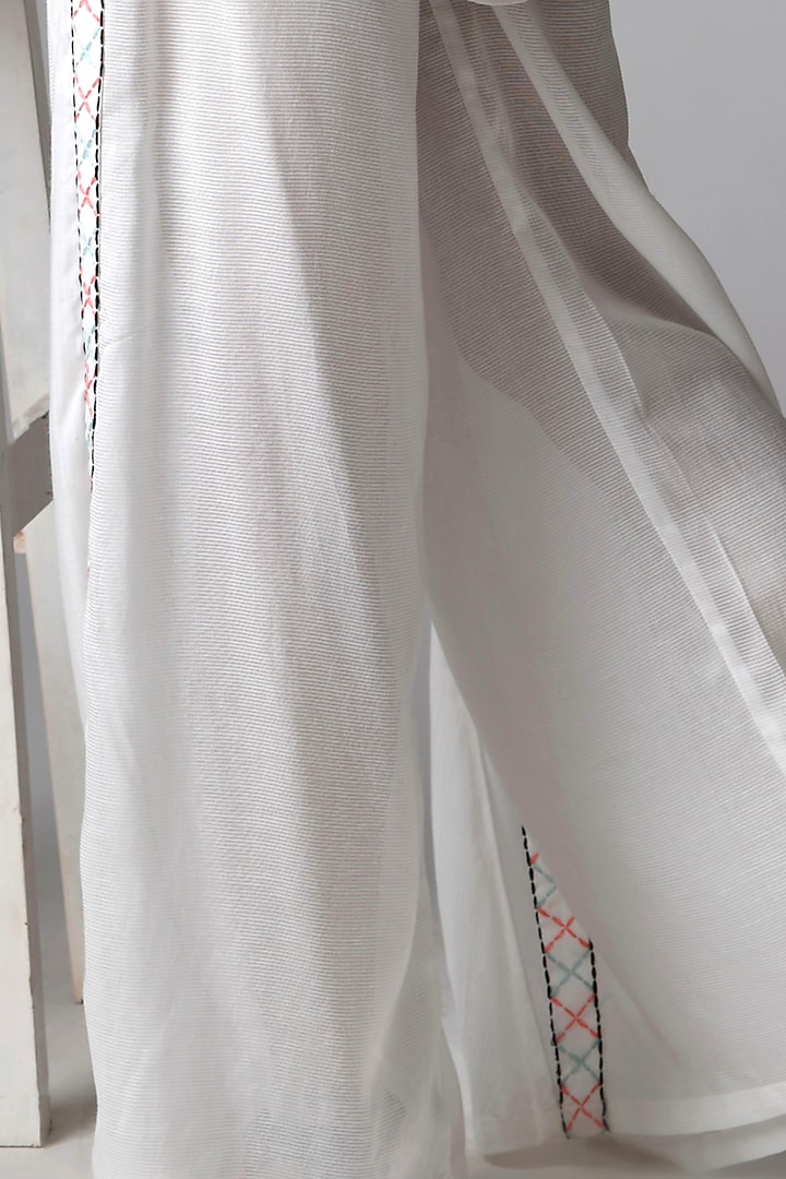 Off-White Hand Embroidered Pant Set by Pieux at Pernia's Pop Up Shop